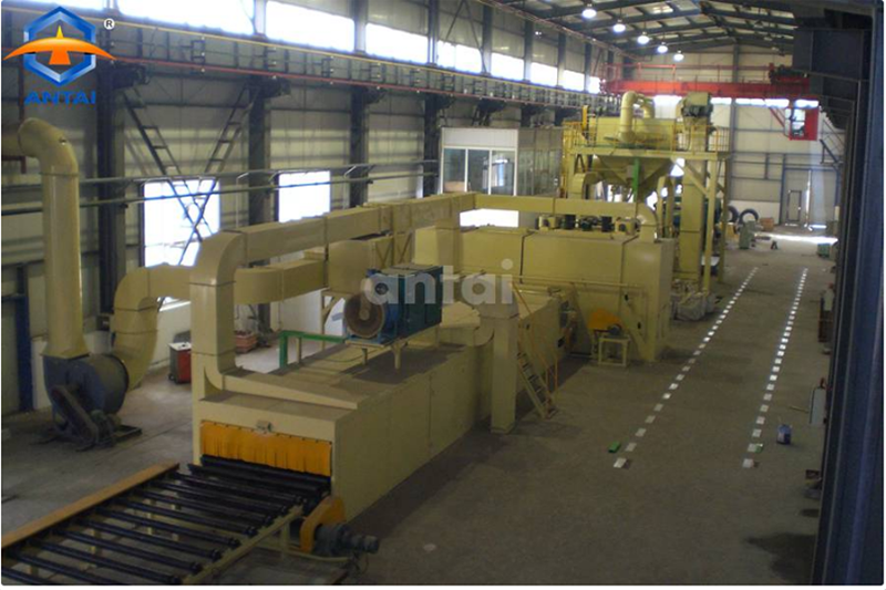 Shot blasting machine, paint room pretreatment line